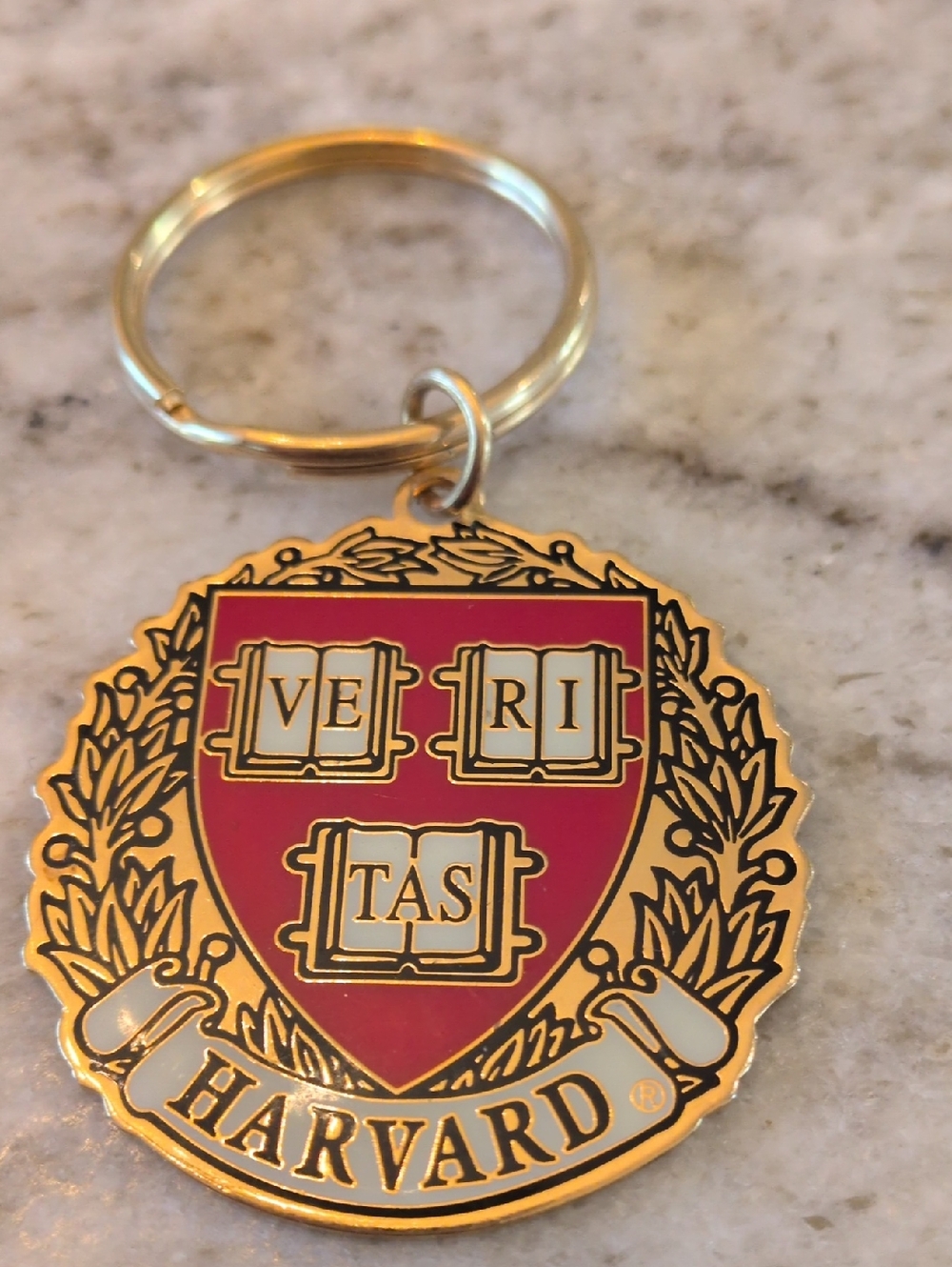 Harvard Crest Enamel Keychain - Red and Gold